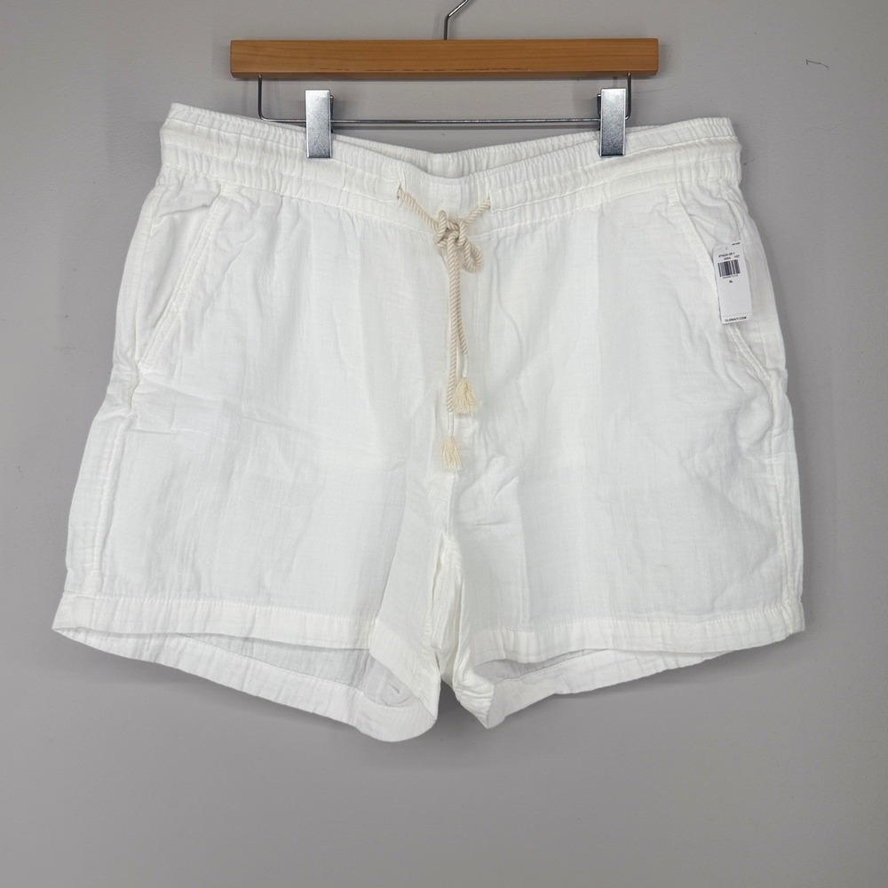 Old Navy Gauze Shorts Womens XL White Elastic Waist Drawstring Cotton Summer NWT
